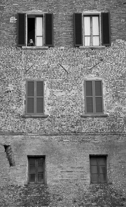 window wall in Italy, black and white